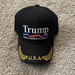 Black USA Trump Cap with scrambled eggs detail